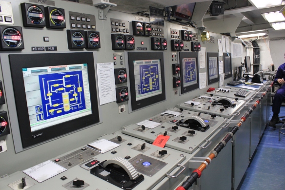 The engineering room of the USCGC Polar Star.  This is where everything is monitored and controlled.